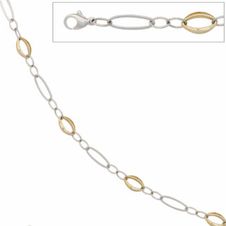 Collier 585 Weiß-/Gelbgold oval 43 cm