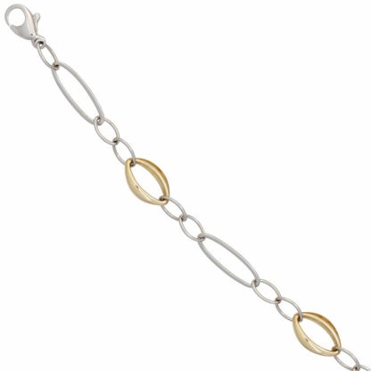 Collier 585 Weiß-/Gelbgold oval 43 cm – Bild 2