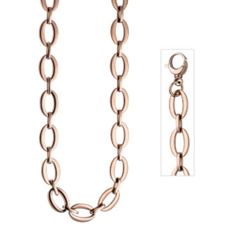 Collier Edelstahl/PVD rotgoldfarben 47 cm oval