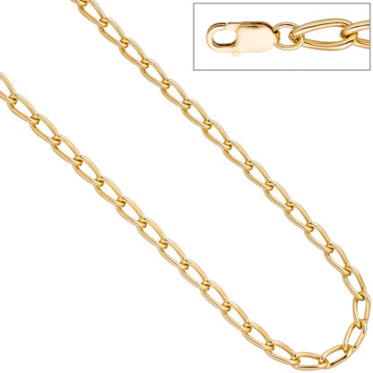 Collier/Lang-Panzerkette 925 Silber/vergoldet 6,9 mm 45 cm