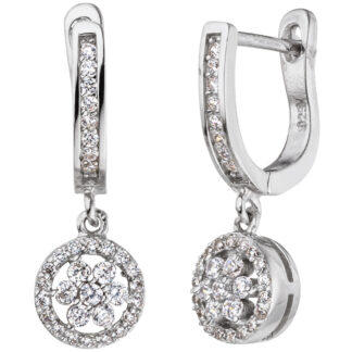 Creolen "Blume" 925 Silber mit Zirkonia weiß
