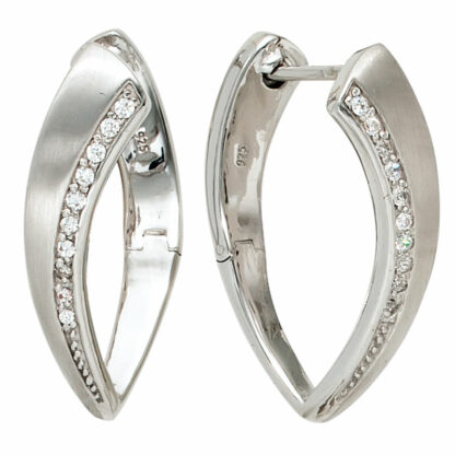 Creolen spitz 925 Silber mit Zirkonia weiß