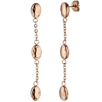 Ohrstecker lang Edelstahl/PVD rotgoldfarben BEANS