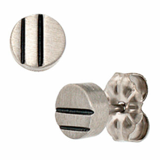 Ohrstecker rund Titan mit Strich-Design