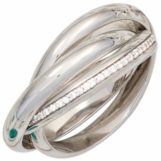 Ring 925 Silber mit Zirkonia weiß Wickel-Optik