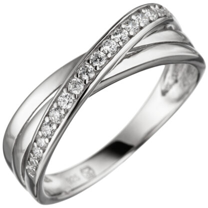 Ring mehrbahnig X-Form 925 Silber mit Zirkonia weiß