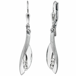 Boutons 375 Weißgold teilmattiert mit 6 Zirkonia weiß