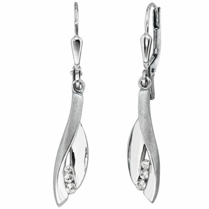 Boutons 375 Weißgold teilmattiert mit 6 Zirkonia weiß