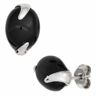Ohrstecker 925 Silber mit Onyx oval