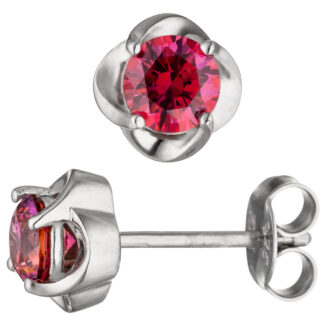 Ohrstecker "Blüte" 925 Silber mit Zirkonia pink