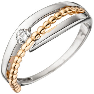Ring 333 Weißgold/Rotgold Kügelchen