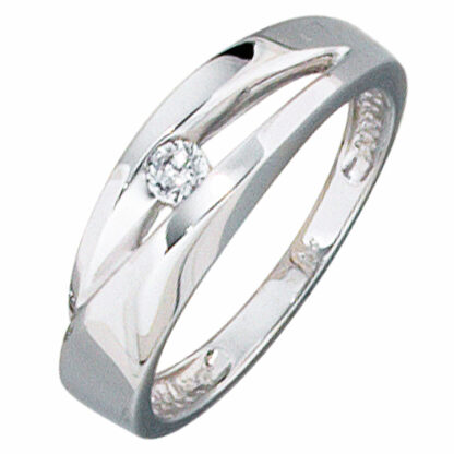 Ring 375 Weißgold mit Zirkonia weiß