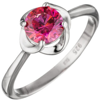 Ring "Blüte" 925 Silber mit Zirkonia pink