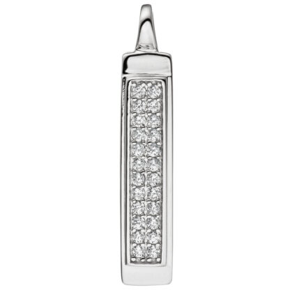 Anhänger 925 Silber mit Zirkonia weiß Rechteck schmal