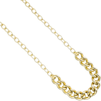 Collier/Ankerkette mit Statement-Segment 925 Silber/vergoldet