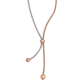 Collier Edelstahl/teilrotvergoldet mit Kugeln