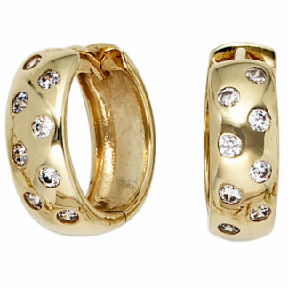 Creolen rund 333 Gelbgold mit 16 Zirkonia weiß