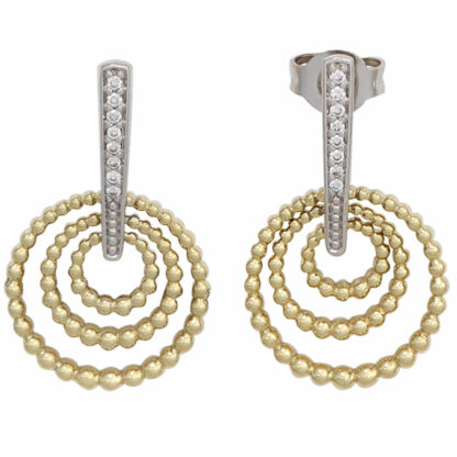 Ohrstecker 585 Gelb-/Weißgold mit Brillanten 3-Ringform