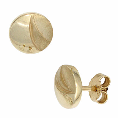 Ohrstecker rund 333 Gelbgold/teilmattiert
