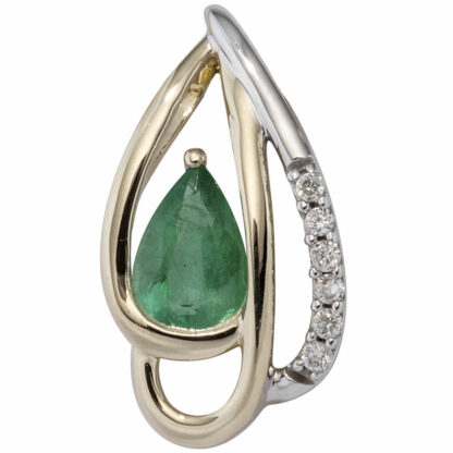 Anhänger 585 Gelbgold bicolor mit Smaragd und 6 Brillanten