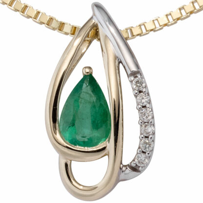 Anhänger 585 Gelbgold bicolor mit Smaragd und 6 Brillanten – Bild 3