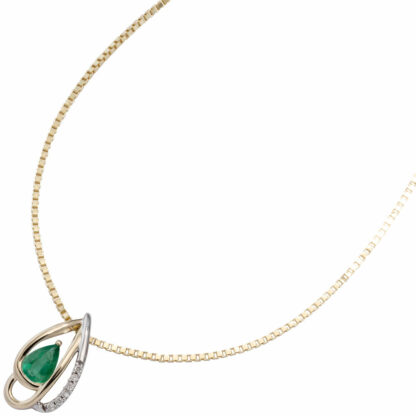 Anhänger 585 Gelbgold bicolor mit Smaragd und 6 Brillanten – Bild 2