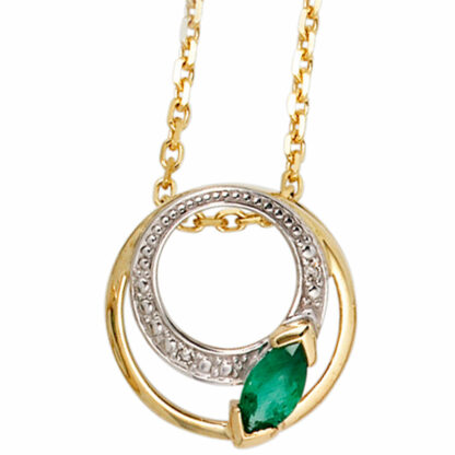Anhänger rund 585 Gelbgold mit Smaragd und 2 Diamanten – Bild 3