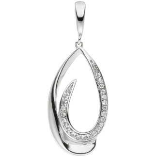 Anhänger "Tropfen" 925 Silber mit 24 Zirkonia weiß