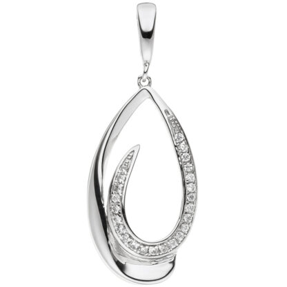 Anhänger "Tropfen" 925 Silber mit 24 Zirkonia weiß