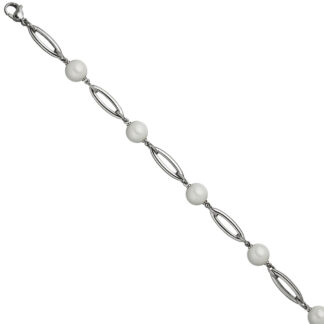 Armband Edelstahl mit Keramikkügelchen weiß