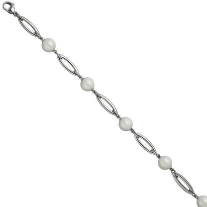 Armband Edelstahl mit Keramikkügelchen weiß