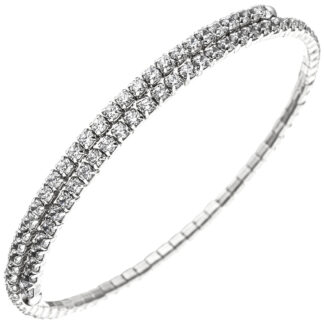 Armreif flexibel 925 Silber mit 96 Zirkonia weiß