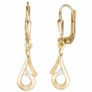 Boutons 333 Gelbgold mit 2 Zirkonia weiß modern geschwungen