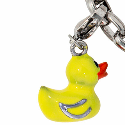 Charm "Ente" Edelstahl und Lack gelb – Bild 2