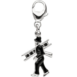 Charm "Schornsteinfeger" 925 Silber mit Lack schwarz