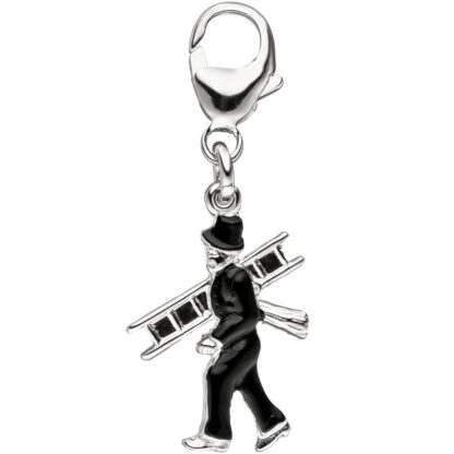 Charm "Schornsteinfeger" 925 Silber mit Lack schwarz