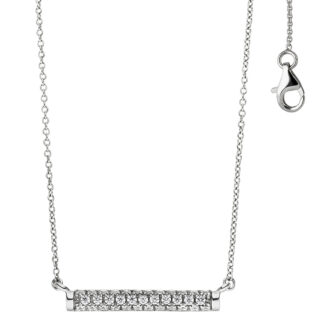 Collier 925 Silber mit Anhänger gerade und Zirkonia weiß