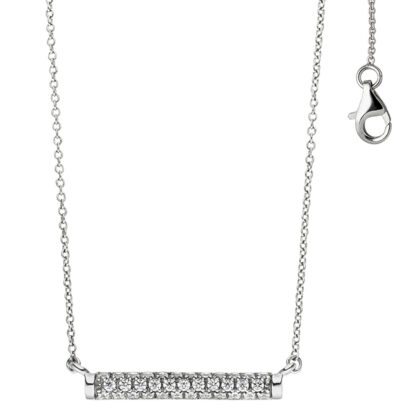 Collier 925 Silber mit Anhänger gerade und Zirkonia weiß