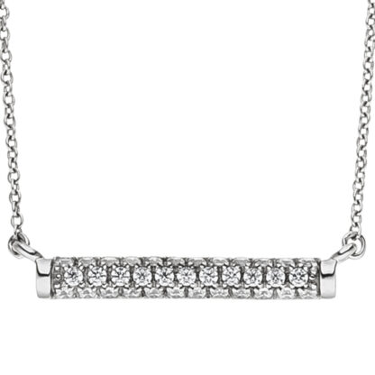 Collier 925 Silber mit Anhänger gerade und Zirkonia weiß – Bild 3