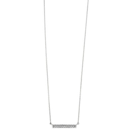 Collier 925 Silber mit Anhänger gerade und Zirkonia weiß – Bild 2