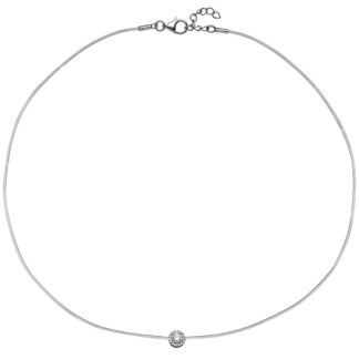 Collier Silikon mit Anhänger 925 Silber mit 16 Zirkonia weiß