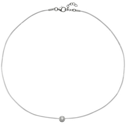 Collier Silikon mit Anhänger 925 Silber mit 16 Zirkonia weiß