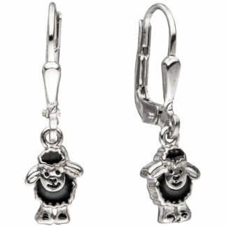 Kinder Boutons "schwarzes Schaf" 925 Silber mit Lack schwarz