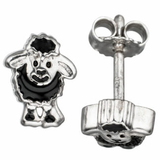 Kinder Ohrstecker "schwarzes Schaf" 925 Silber mit Lack schwarz