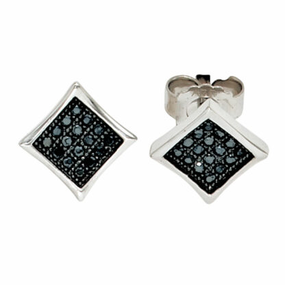 Ohrstecker 925 Silber mit Zirkonia schwarz quadratisch