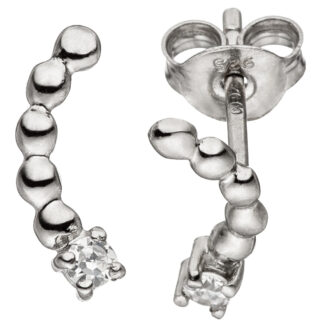 Ohrstecker mit Kugel-Dekor und Zirkonia weiß 925 Silber