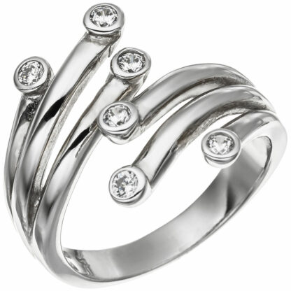 Ring mehrbahnig 925 Silber mit 6 Zirkonia weiß