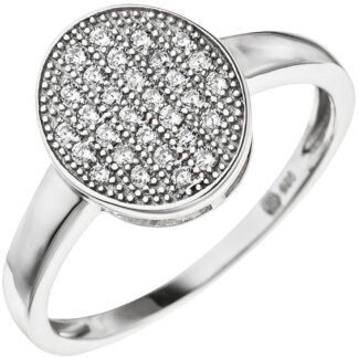 Ring oval 925 Silber mit 30 Zirkonia weiß