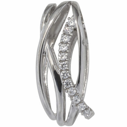 Anhänger 333 Weißgold mit Zirkonia weiß modern geschwungen