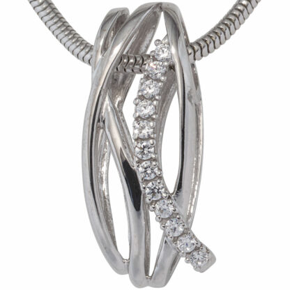 Anhänger 333 Weißgold mit Zirkonia weiß modern geschwungen – Bild 3